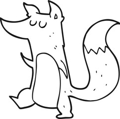 black and white cartoon little wolf