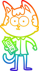 rainbow gradient line drawing happy cartoon salesman cat