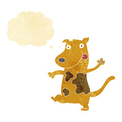 cartoon happy dog with thought bubble