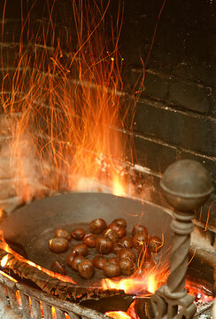 Roasting Chestnuts in an open fire. VT