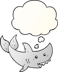 cartoon shark and thought bubble in smooth gradient style