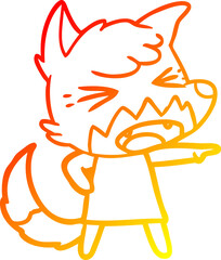 warm gradient line drawing angry cartoon fox