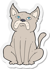 sticker of a cartoon grumpy little dog