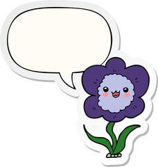 cartoon flower and speech bubble sticker