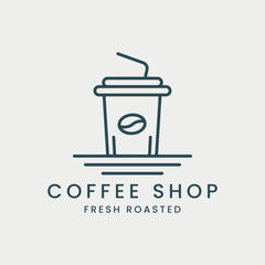 coffee shop linear logo vector illustration template design