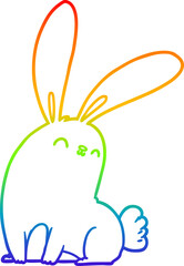 rainbow gradient line drawing cute cartoon rabbit