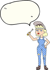 comic book speech bubble cartoon female mechanic
