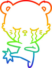 rainbow gradient line drawing crying cartoon polarbear