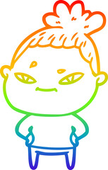 rainbow gradient line drawing cartoon woman