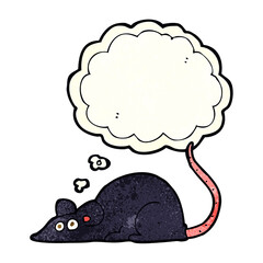 cartoon black rat with thought bubble