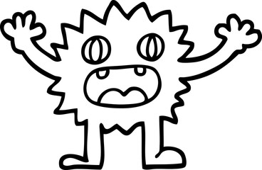 black and white cartoon funny furry monster