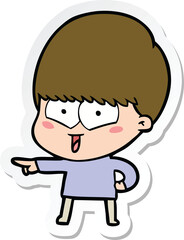 sticker of a cartoon happy boy