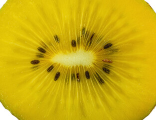 fresh kiwi slice on white background isolated. macro photo very close in detail