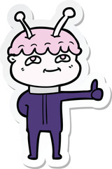 sticker of a friendly cartoon spaceman