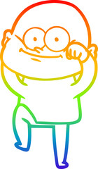 Obraz premium rainbow gradient line drawing cartoon bald man staring