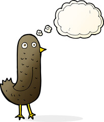 funny cartoon bird with thought bubble