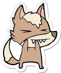sticker of a angry wolf cartoon