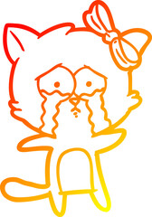 warm gradient line drawing cartoon cat