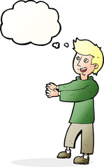 Obraz premium cartoon happy man with thought bubble