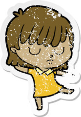 distressed sticker of a cartoon woman