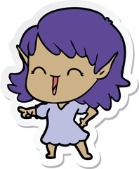 sticker of a cartoon elf girl