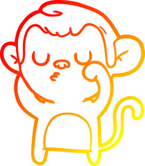 warm gradient line drawing cartoon monkey