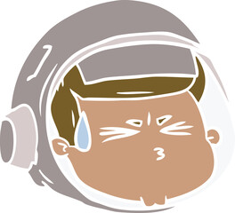 flat color style cartoon stressed astronaut face