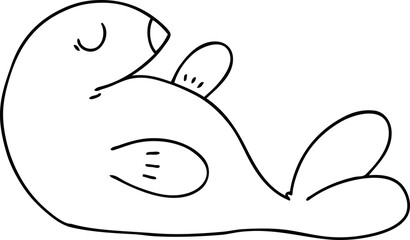quirky line drawing cartoon seal