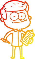 warm gradient line drawing cartoon happy salesman