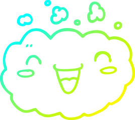 cold gradient line drawing happy cartoon cloud