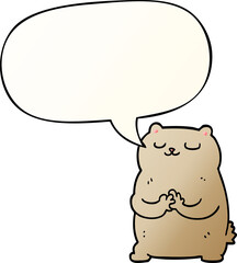 cartoon bear and speech bubble in smooth gradient style