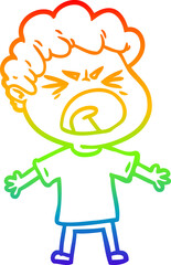 rainbow gradient line drawing cartoon furious man