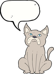 cartoon grumpy little dog with speech bubble