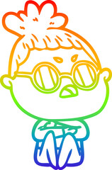 Fototapeta premium rainbow gradient line drawing cartoon annoyed woman
