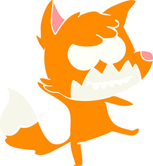 flat color style cartoon grinning fox