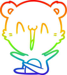 rainbow gradient line drawing laughing polar bear cartoon