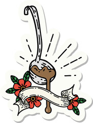sticker of tattoo style ladle of gravy