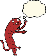cartoon gross little monster with thought bubble