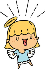 traditional tattoo style singing angel