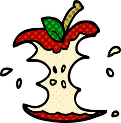 cartoon doodle juicy bitten apple