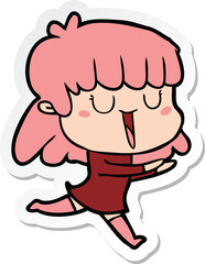 sticker of a cartoon woman