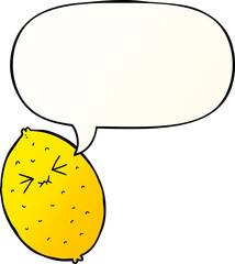 cartoon bitter lemon and speech bubble in smooth gradient style