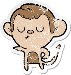 distressed sticker of a cartoon monkey