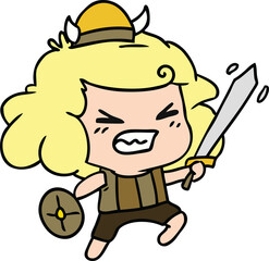 cartoon of kawaii viking child