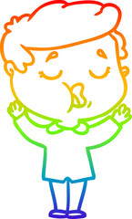 rainbow gradient line drawing cartoon man talking