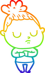 rainbow gradient line drawing cartoon calm woman