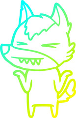 cold gradient line drawing angry wolf cartoon