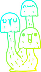 cold gradient line drawing cartoon mushroom