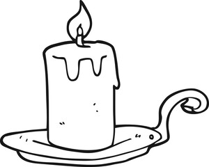 Obraz premium black and white cartoon candle lamp