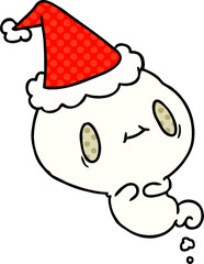 christmas cartoon of kawaii ghost